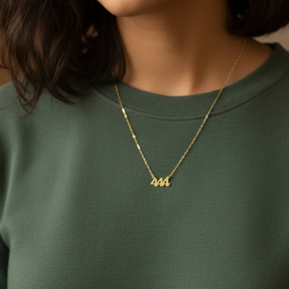 Goldfilled Necklace with Angels number 444 gold stainless steel Pendant